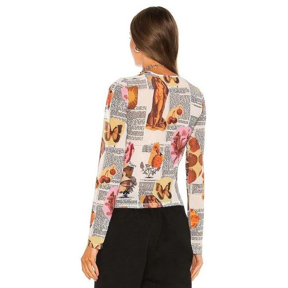 MIAOU Long Sleeve Graphic Tee Retro Romantic Round Neck Y2K Size S - Picture 9 of 10